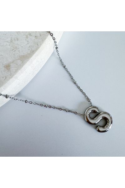 CHARMLUCKY Letter S necklace with steel grenade