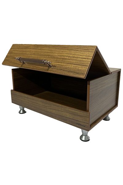 Mimoza Dignity Wooden Bread Box with Walnut Copper Handles and Chrome Legs
