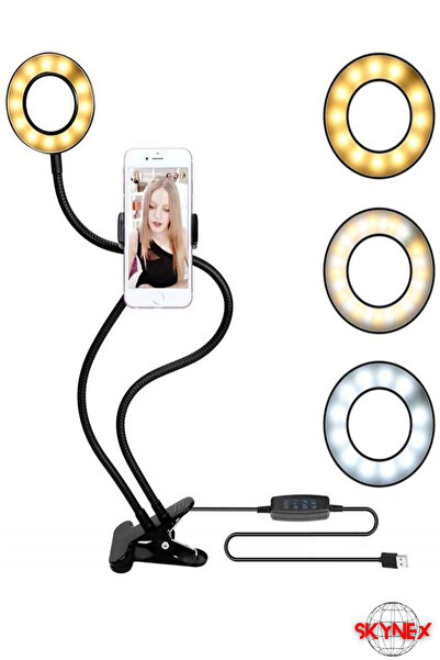 SKYNEX 2 In1 Masa Lambası Led Işıklı Tablet Tutucu Mandallı Standlı Ayarlanab...