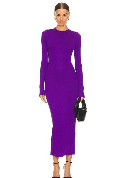 Zagrep Women's Custom Purple Finger Interlocking Silk Jersey Maxi Dress