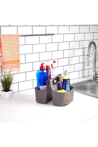 QLUX IDEAS Kitchen - Two Compartment Multi-Purpose Organizer Basket for Bathroom