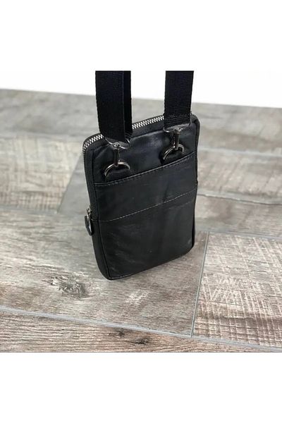 ARTON Black Genuine Leather Phone Holder Crossbody and Shoulder Bag