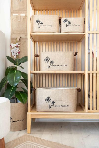 Art Bee Jute In-Cabinet Laundry Children's Room Toy Organizer Folding Storage Basket Organizer 40x30x24