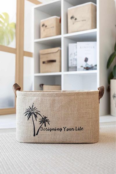 Art Bee Jute In-Cabinet Laundry Children's Room Toy Organizer Folding Storage Basket Organizer 29x20x18