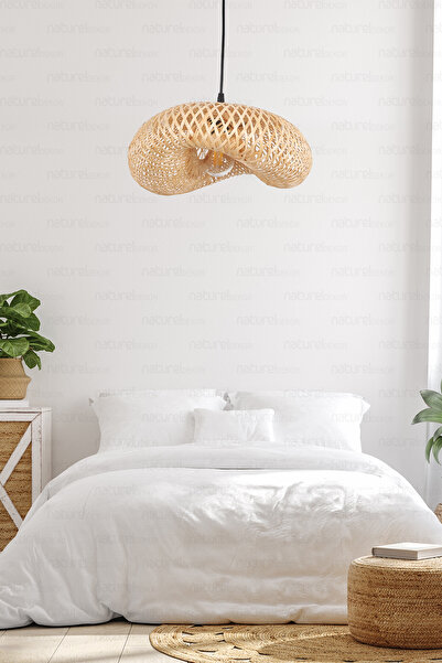 Naturel Home Bambu Elips Sarkıt Avize Lamba 42cm - Iskandinav, Modern, Bohem, Rattan Aydınlatma