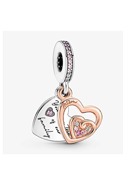 Lux Design Gümüş Iç Içe Anne Sonsuz Kalpler Çift Sallantılı Charm