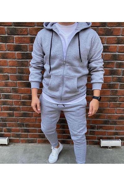 WEARTEX مجموعة من 2 سترة رياضية قطنية بغطاء للرأس وسحاب للموسم الجديد غير مطبوعة للجنسين
