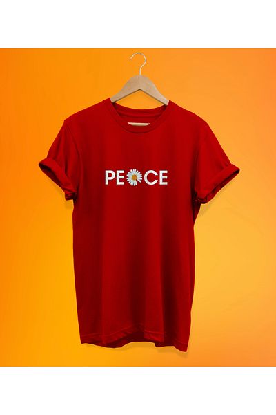 remonz Μπλουζάκι Peace Printed Red, 100% Cotton Basic (κανονικό μέγεθος).