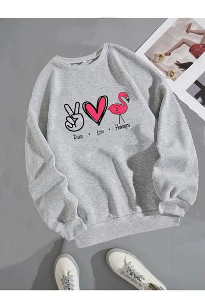 Modern Moda Φούτερ Unisex με στάμπα Flamingo