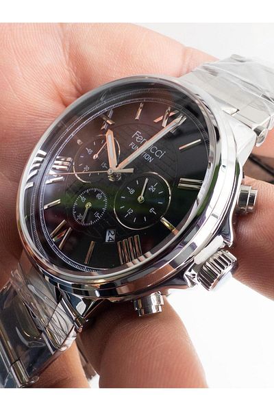 Ferrucci Men's Steel Wrist Watch with Roman Numakkamlı Calendar