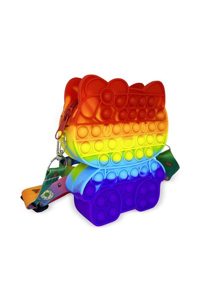 Ogi Mogi Toys Bunte Umhängetasche aus Silikon mit Katzenmotiv