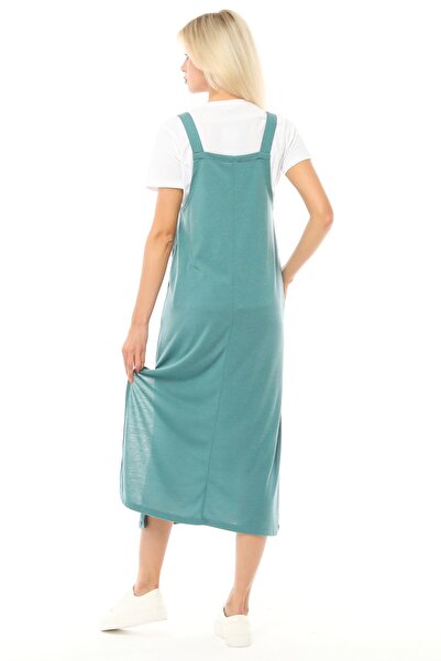 defys Kadın Askılı Yırtmaçlı Elbise