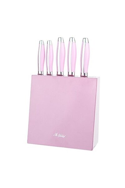 Aryıldız Standlı 6 Parça Pembe Bıçak Seti