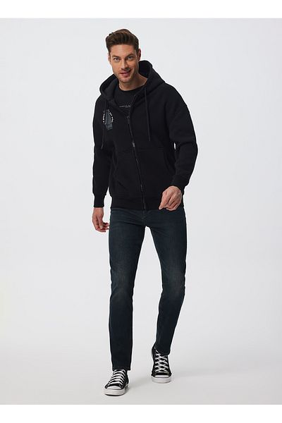 Lee Cooper Ανδρικό φούτερ με κουκούλα μαύρο 241 LCM 241009 MERRY BLACK