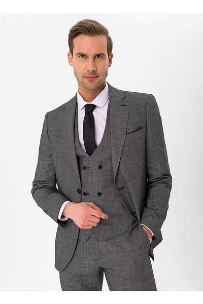 SÜVARİ Süvari Regular Waist Slim Fit Black Men's Suit TK1020000260