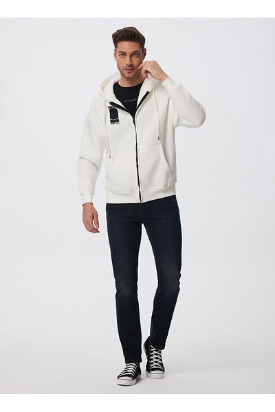 Lee Cooper Hooded Collar White Men's Sweatshirt 241 LCM241009 MERRY WHITE