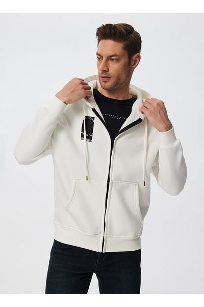 Lee Cooper Hooded Collar White Men's Sweatshirt 241 LCM241009 MERRY WHITE