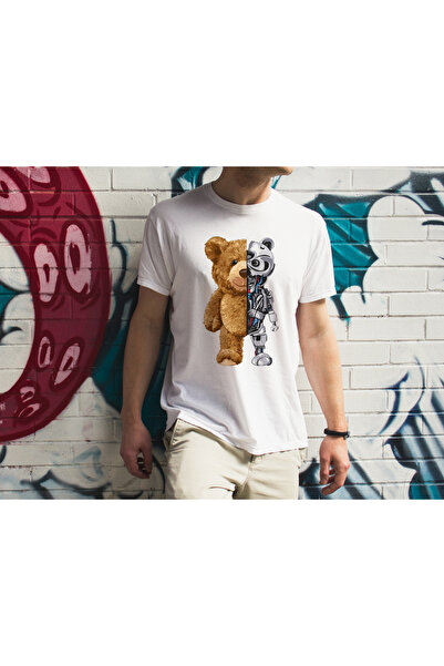 Robot Ayı Tasarım Baskılı Unisex T-shirt