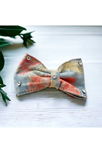 alsaccessories Clip elegant cu model albastru și portocaliu, cu pietre de cristal pe margini