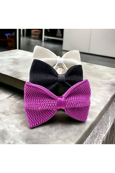 alsaccessories Тройна щипка за панделка за деца и възрастни, лилаво, черно и бяло