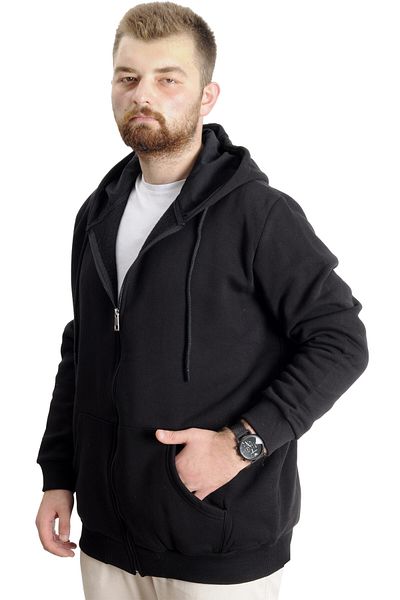 ModeXL Мъжки суитшърт с качулка и цип Mode XL, размер Plus Size, 23547, черен