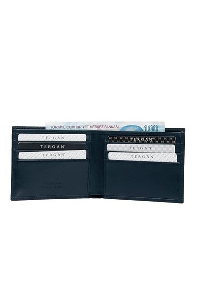 Tergan Navy Blue Leather Men's Wallet 01211h86