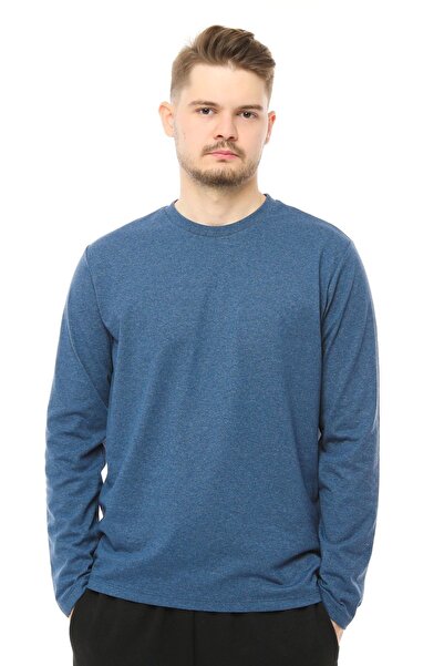 defys Tricou pentru bărbați, culoare indigo, care nu se decolorează, ușor de călcat, cu mânecă lungă, cu mânecă lungă, B basic