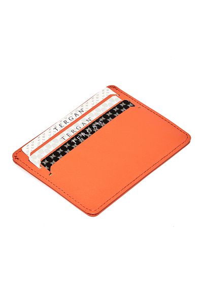 Tergan Orange Leather Unisex Card Holder 01050l6c