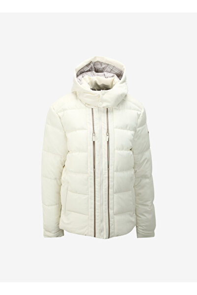 Discovery Expedition Kırık Beyaz Erkek Kapüşon Yaka Relaxed Fit Kapitone Mont...