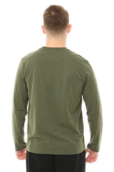 defys Ανδρικό μπλουζάκι με μακρύ μανίκι με λαιμόκοψη και κανονική εφαρμογή βασικό χακί