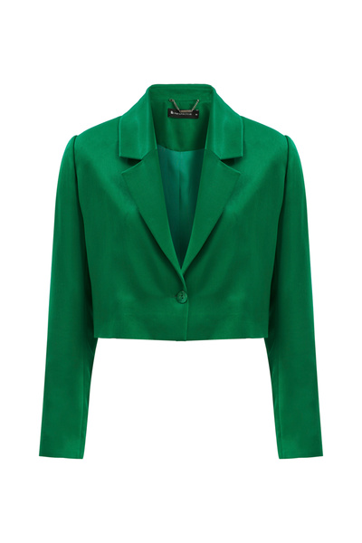 Perspective Caprinas Regular Fit Men's Lapel Short Length Green Color Women's Jacket