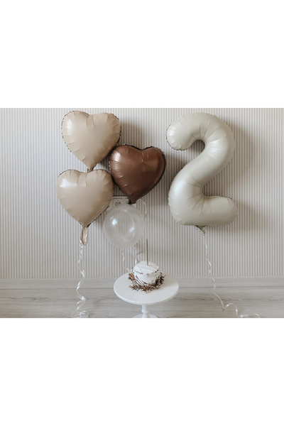 Partifabrik مجموعة بالونات بدرجات اللون البني الكريمي من Age 2 مكونة من 4 قطع