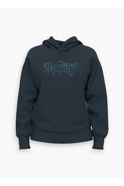 Levi's Черен дамски суичър с щампа с яка и качулка Levis LSE_GRAPHIC STANDARD HOO SSNL POSTE