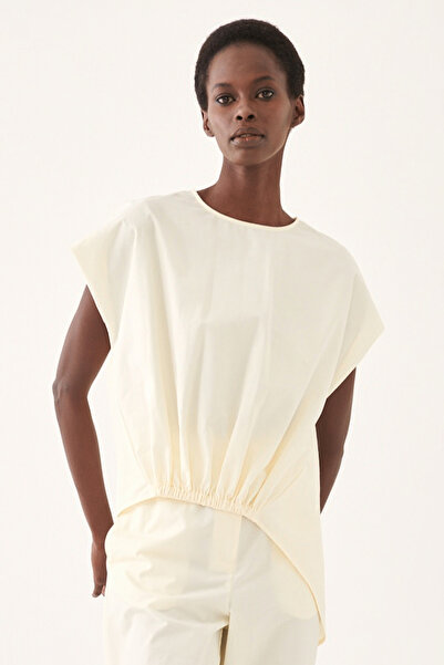 Perspective Bluză de damă Carlys Comfortable Fit cu guler rotund, culoare crem