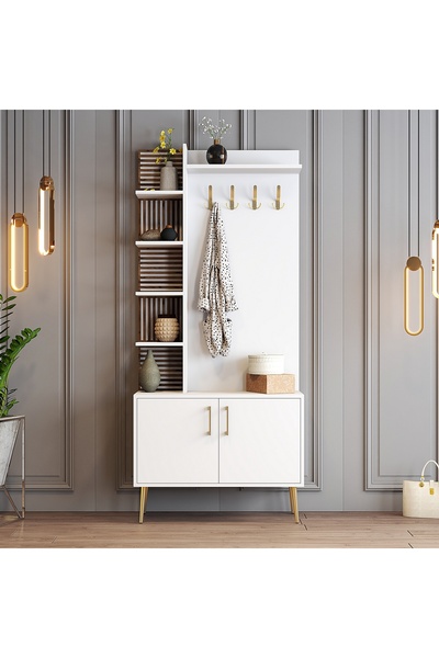 Variant Mobilya Viyana D Portmanto - Beyaz / Altın