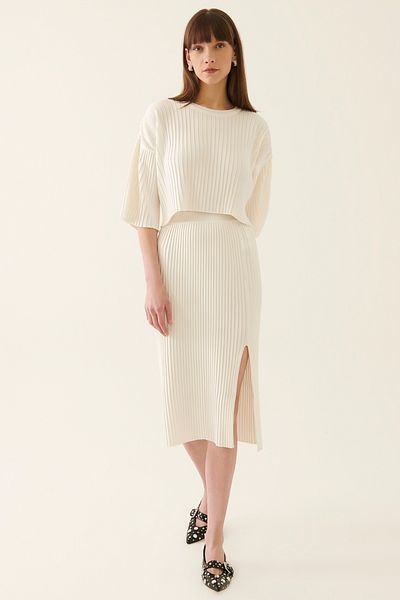 Perspective Perias Ecru Color Knitwear Skirt