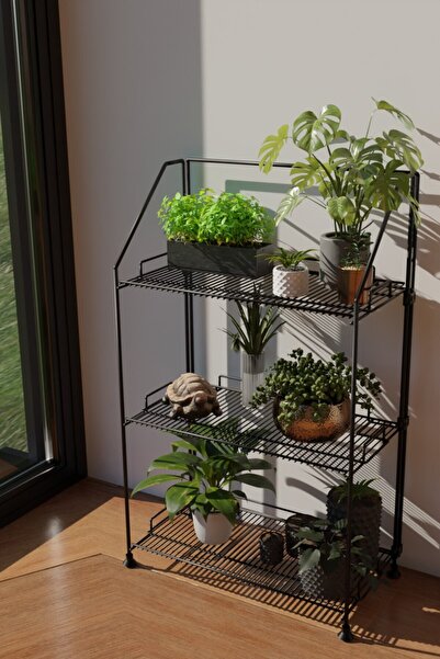 Rafiste Akroraf 3'lü Metal Siyah Özel Tasarım Çok Amaçlı Tel Raf Mutfak Banyo...