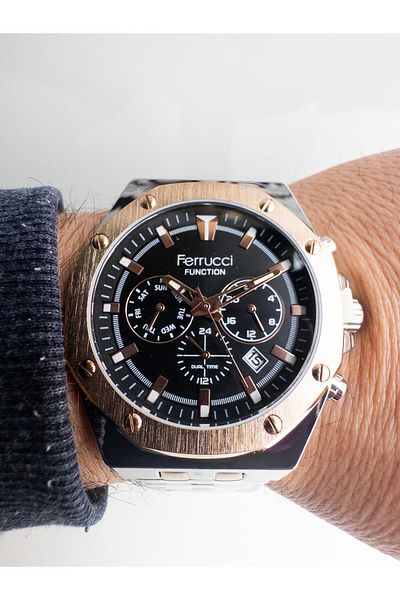 Ferrucci Dual Time Steel Men's Wristwatch