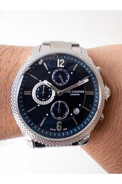 Lee Cooper 43 Mm Function Men's Wristwatch with Steel Bracelet