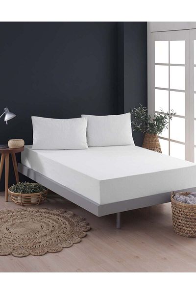 VESSİNOHOME Mattress Mattress Fitted White Cotton Water Liquid Proof Mattress Protector Single Double Anti-Sweat Mattress Mattress Protector