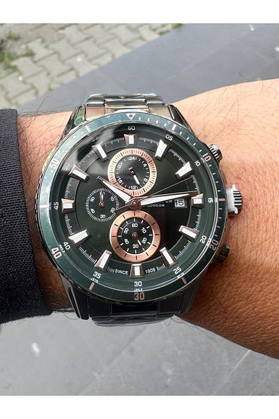 Lee Cooper Anthracite Color Green Dial Multifunction Men's Wristwatch