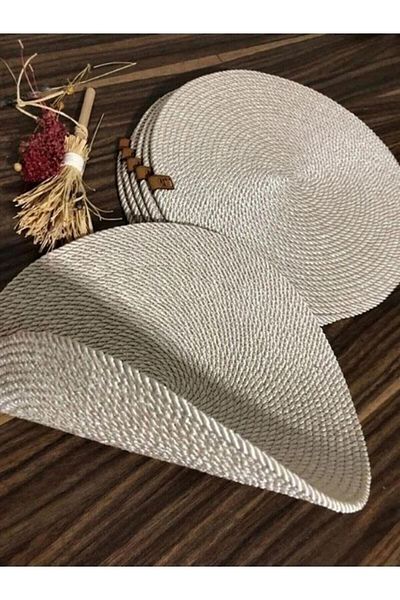 Perodia 6 Pieces Fireproof American Service Runner - Wicker Charger Presentation Dowry Set, Knitted Bamboo Knitted under Plate