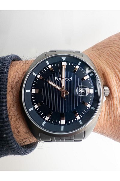 Ferrucci Eyepiece Calendar Steel Men's Wristwatch