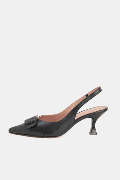 Perspective Black Color Hazelnut Heel Women's Shoes