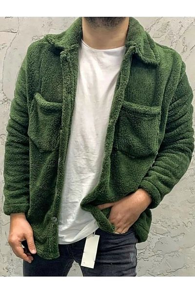 RANESA Unisex Πράσινο βελούδινο μπουφάν Welsoft με διπλή τσέπη