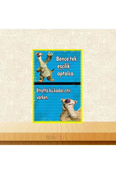 TAKIFİX Bence Tek Eşçilik Aptalca SİD 20x30 Cm Retro Ahşap Poster