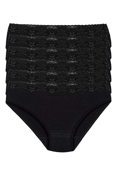 Yıldız Çamaşır سراويل بيكيني نسائية سوداء مكونة من 6 قطع من الليكرا بخصر من ا...
