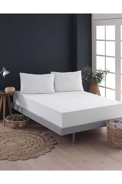 VESSİNOHOME Micro Water Liquid Proof Mattress Protector Fitted Full Edge Anti-Sweat Single and Double White Mattress Protector