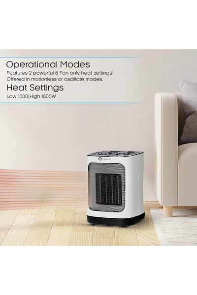 PureMate Seramik Fanlı Isıtıcı, 2 Isıtma Ayarlı 1800W Taşınabilir Elektrikli Isıtıcı