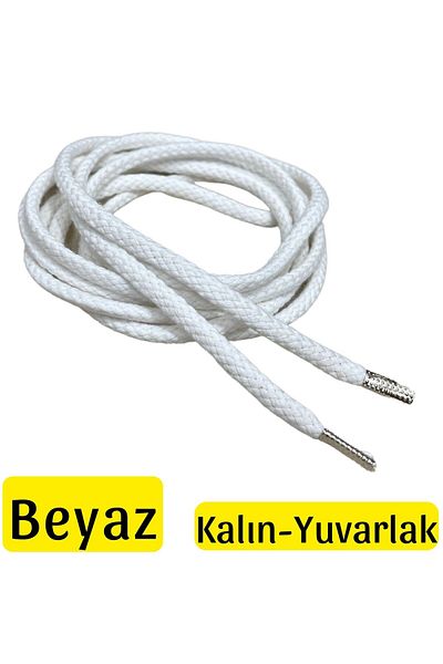 ipekbazaar 1 Pair of Round Believed Length Laces Between 60cm-350cm, Metal Tip Corded Shoelaces